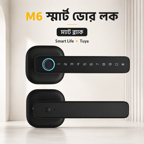2026 M6 স্মার্ট ফিঙ্গারপ্রিন্ট ও পাসওয়ার্ড ডোর লক