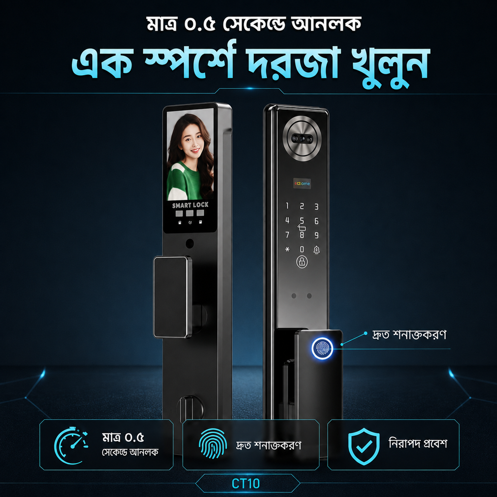 Tuya ফেস রিকগনিশন স্মার্ট ডোর লক