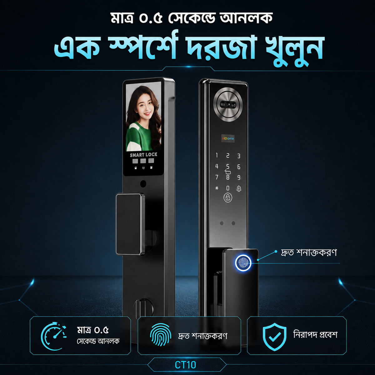 Tuya ফেস রিকগনিশন স্মার্ট ডোর লক