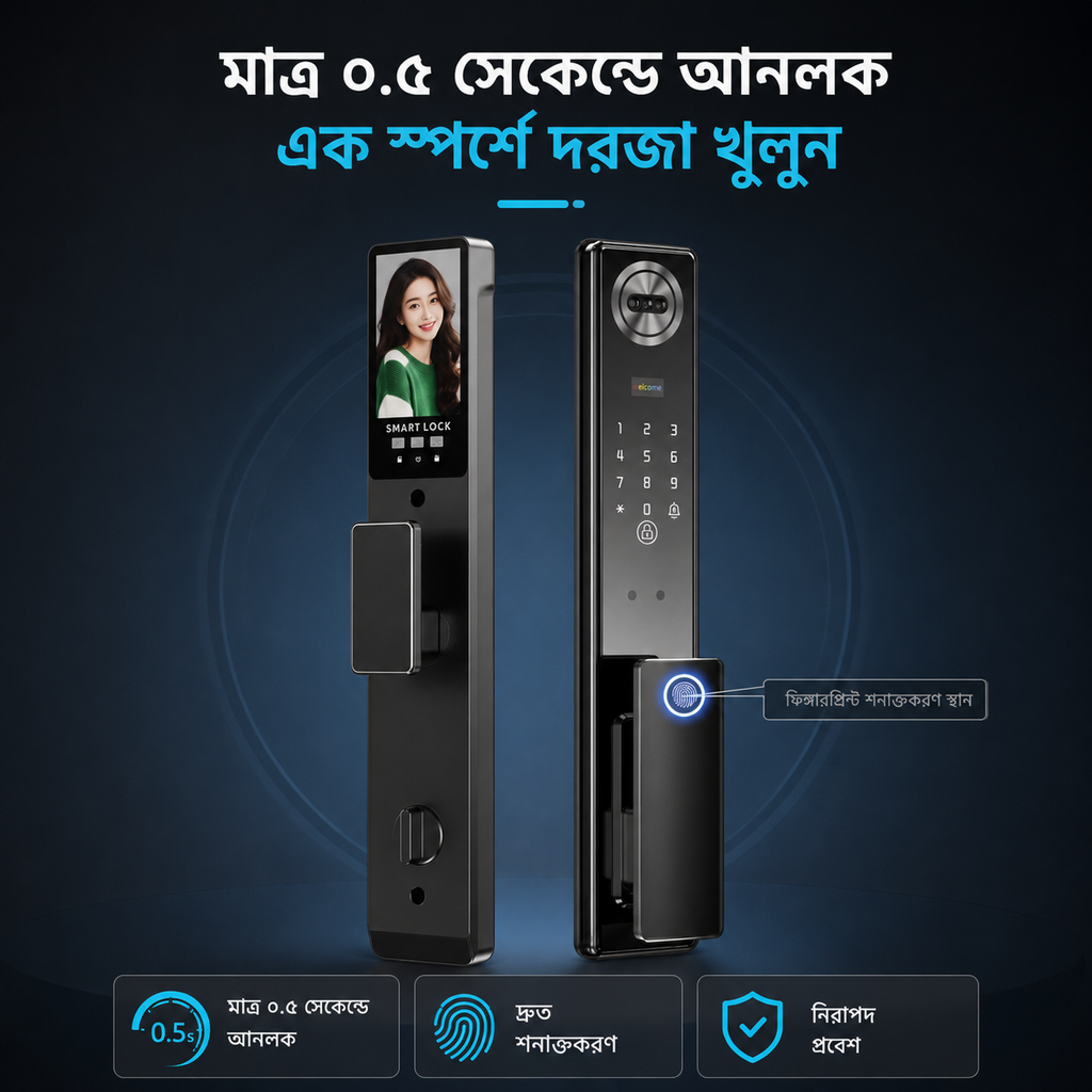 Tuya ফেস রিকগনিশন স্মার্ট ডোর লক