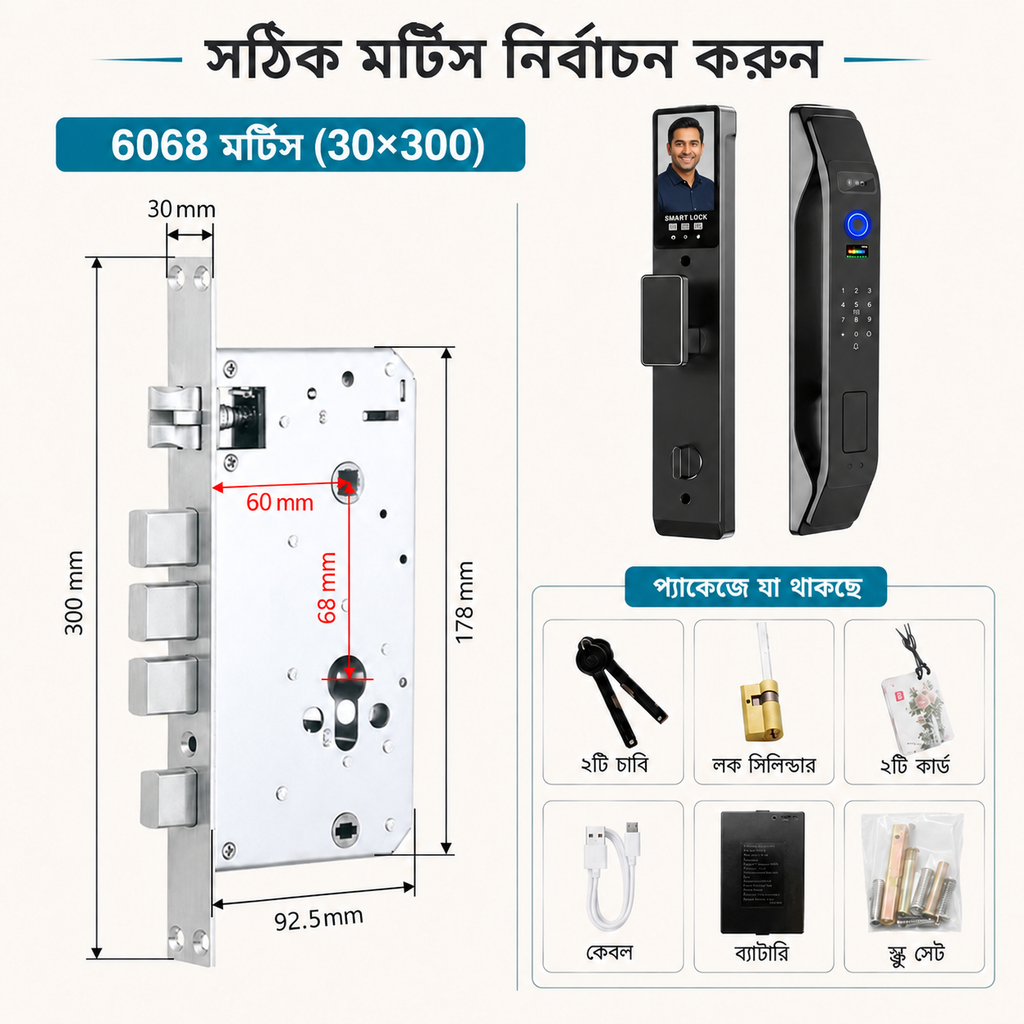 Tuya Wi‑Fi 3D ফেস রিকগনিশন স্মার্ট ডোর লক
