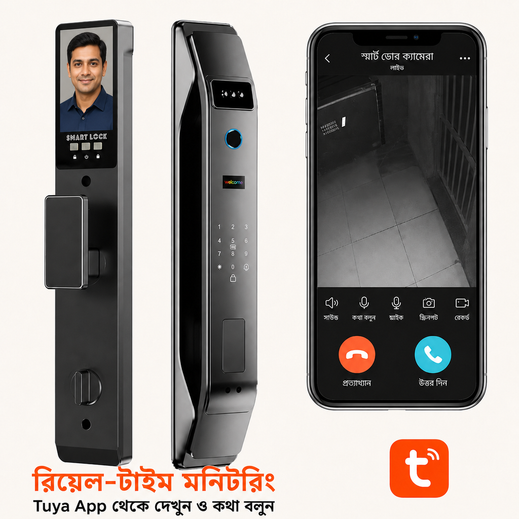 Tuya Wi‑Fi 3D ফেস রিকগনিশন স্মার্ট ডোর লক