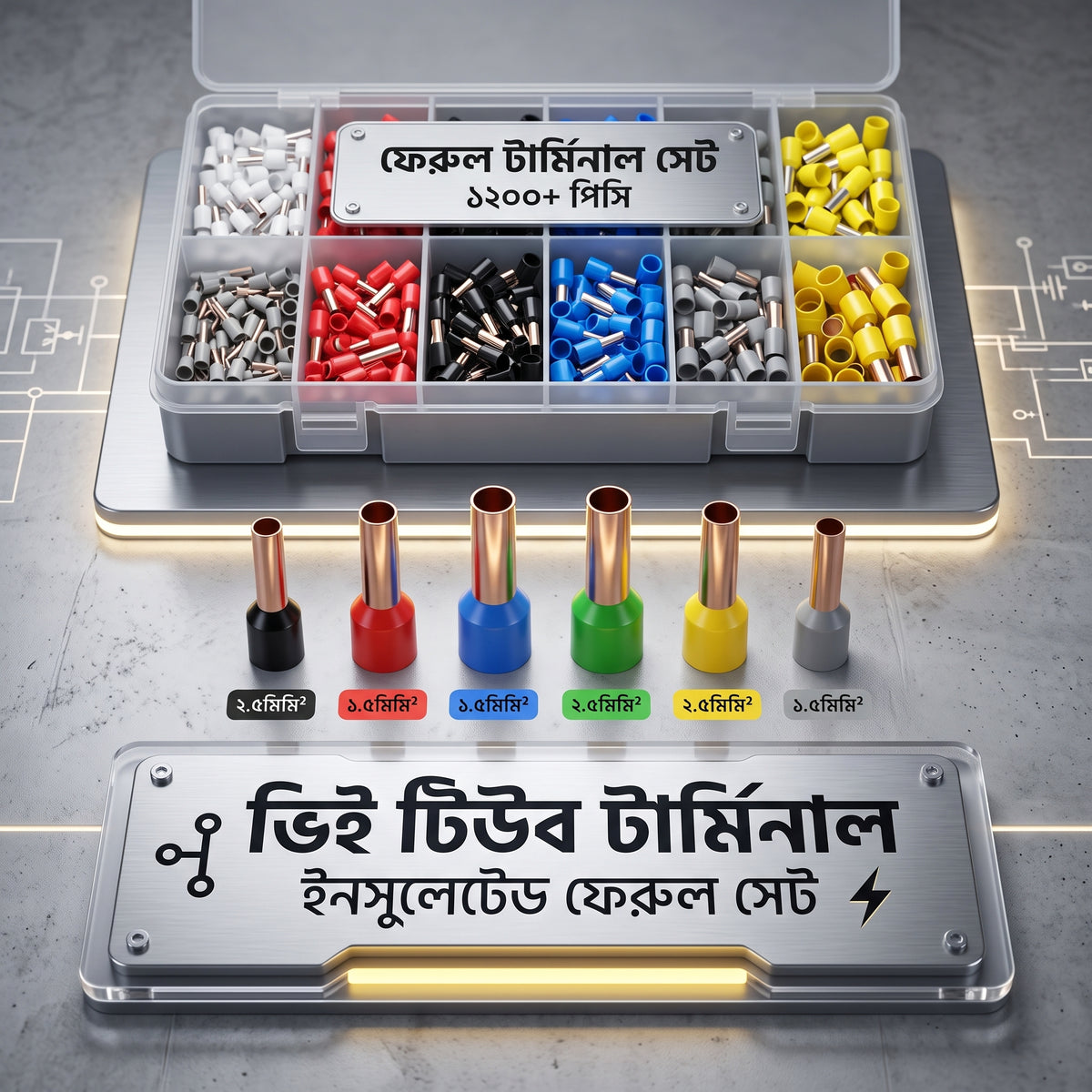 ১২০০ পিস ইলেকট্রিক্যাল ক্রিম্পিং টুল ও টিউব টার্মিনাল কিট