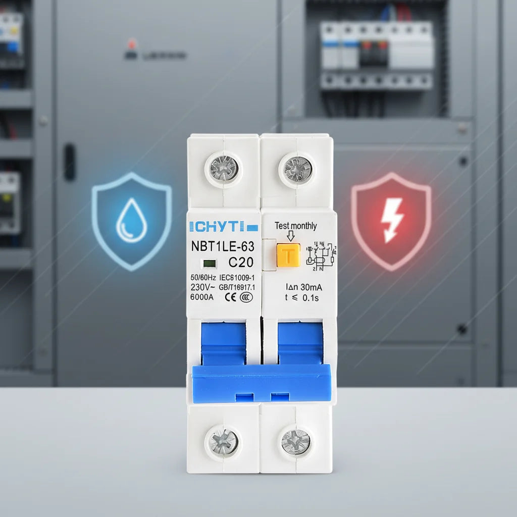 NBT1LE-63 Mini RCBO Circuit Breaker 1P+N 25A 230V 6kA 30mA