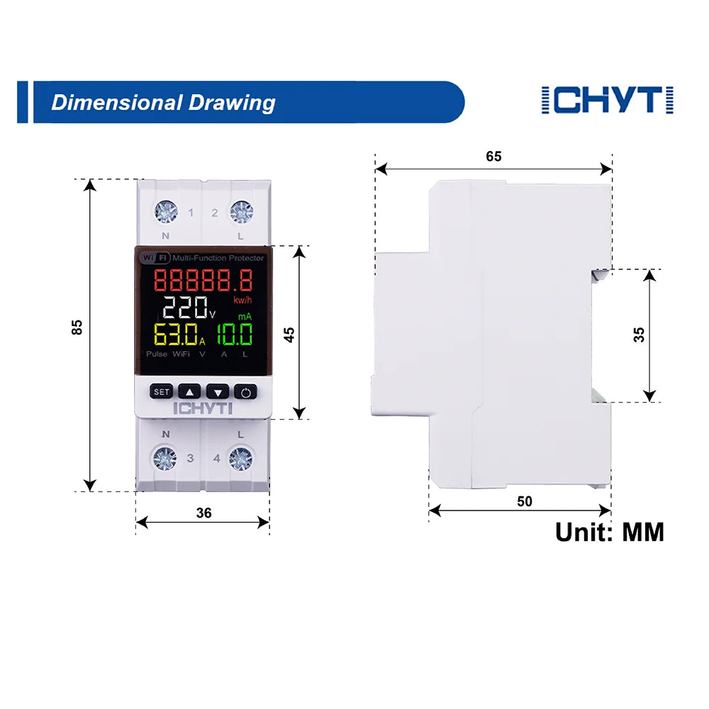 Single Phase WiFi Voltage Protector CHVP-63 63A 220V DIN Rail