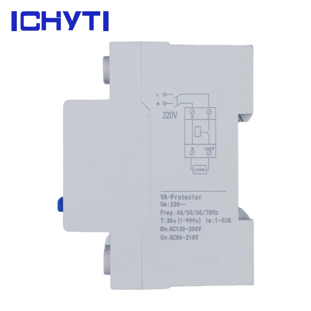 Single Phase Adjustable Voltage Protector Relay CHVP 63A 220V DIN Rail