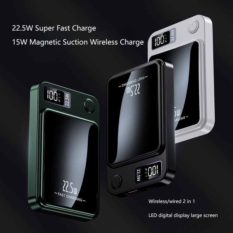 Magnetic Wireless Mini Power Bank 10000mAh with LED Display