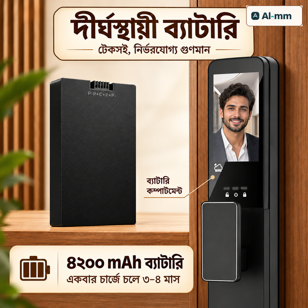 Wi‑Fi ফেস ও ফিঙ্গারপ্রিন্ট স্মার্ট ডোর লক